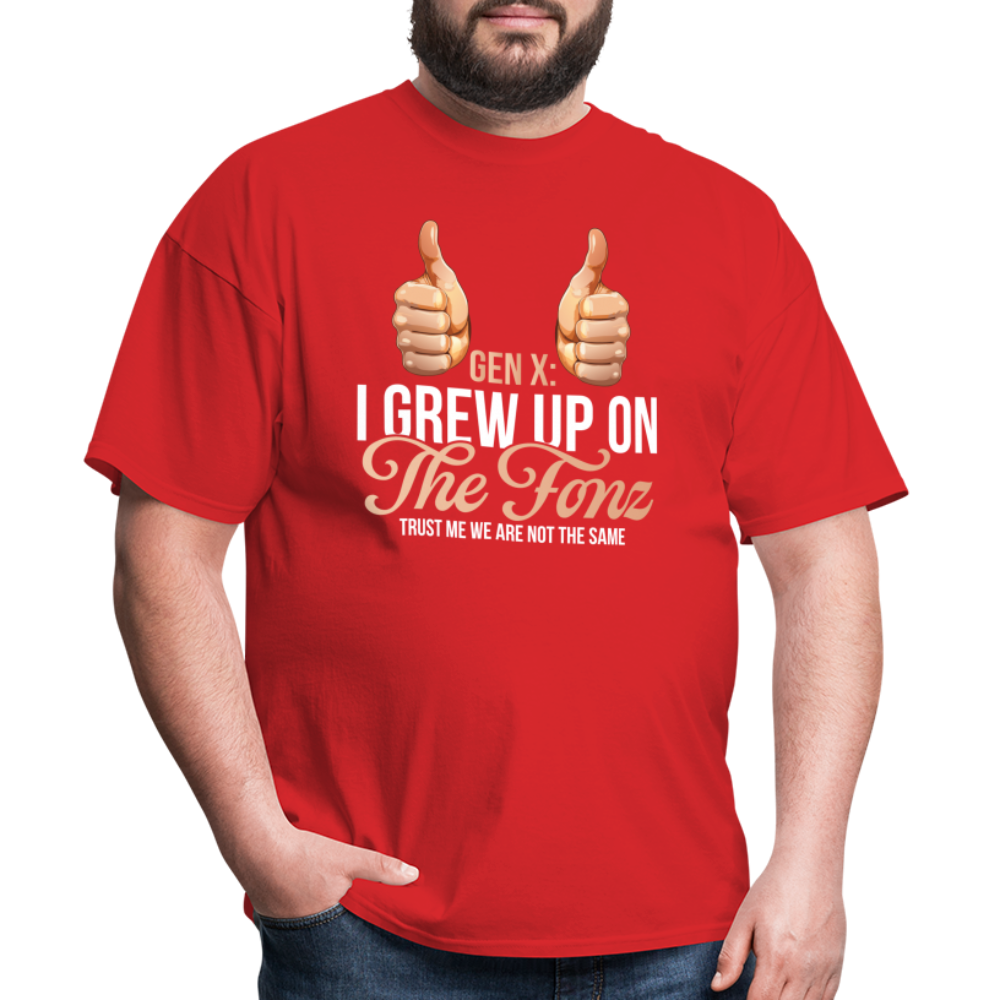 Gen-X " I grew up on The Fonz" Tshirt - red