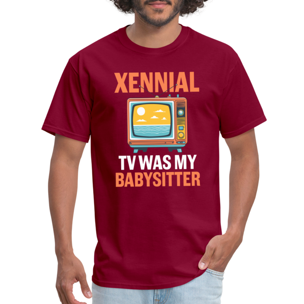 Xennial TV Babysitter Tshirt - burgundy