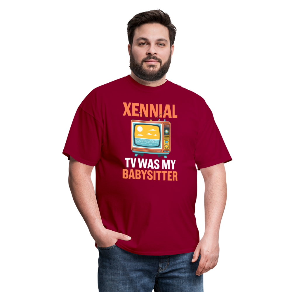 Xennial TV Babysitter Tshirt - dark red