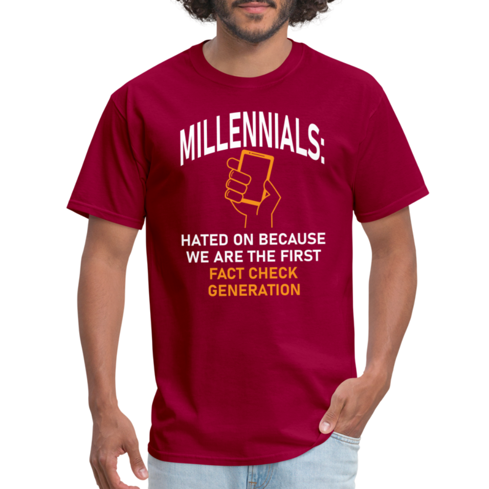 Millennials Fact Check Generation - dark red