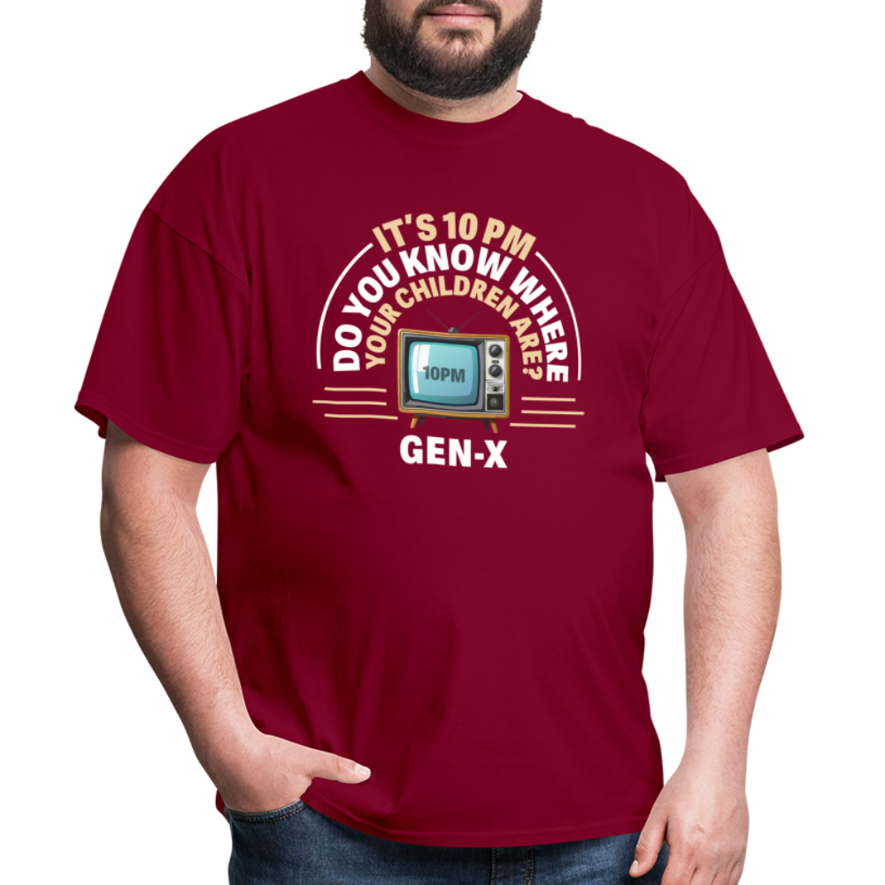 Gen-X 10pm Reminder T-shirt - burgundy