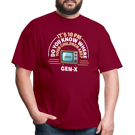 Gen-X 10pm Reminder T-shirt - burgundy