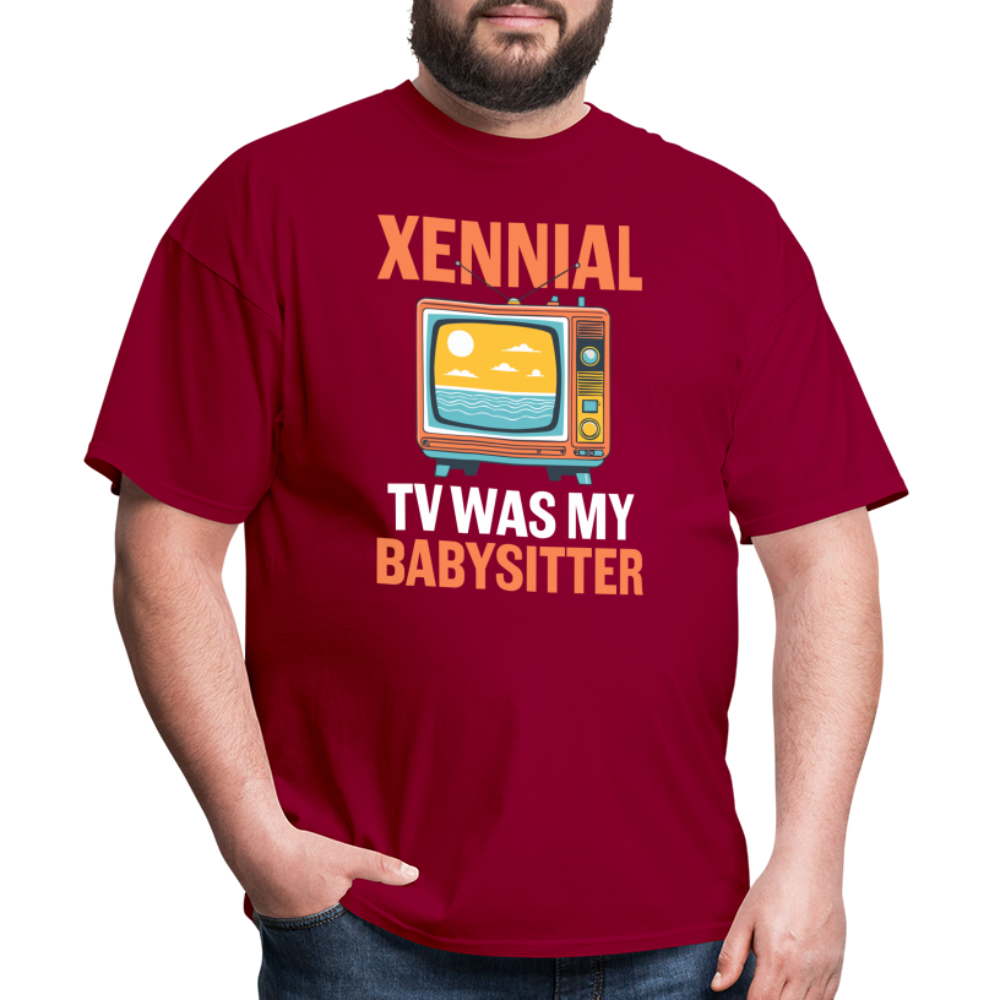 Xennial TV Babysitter Tshirt - dark red