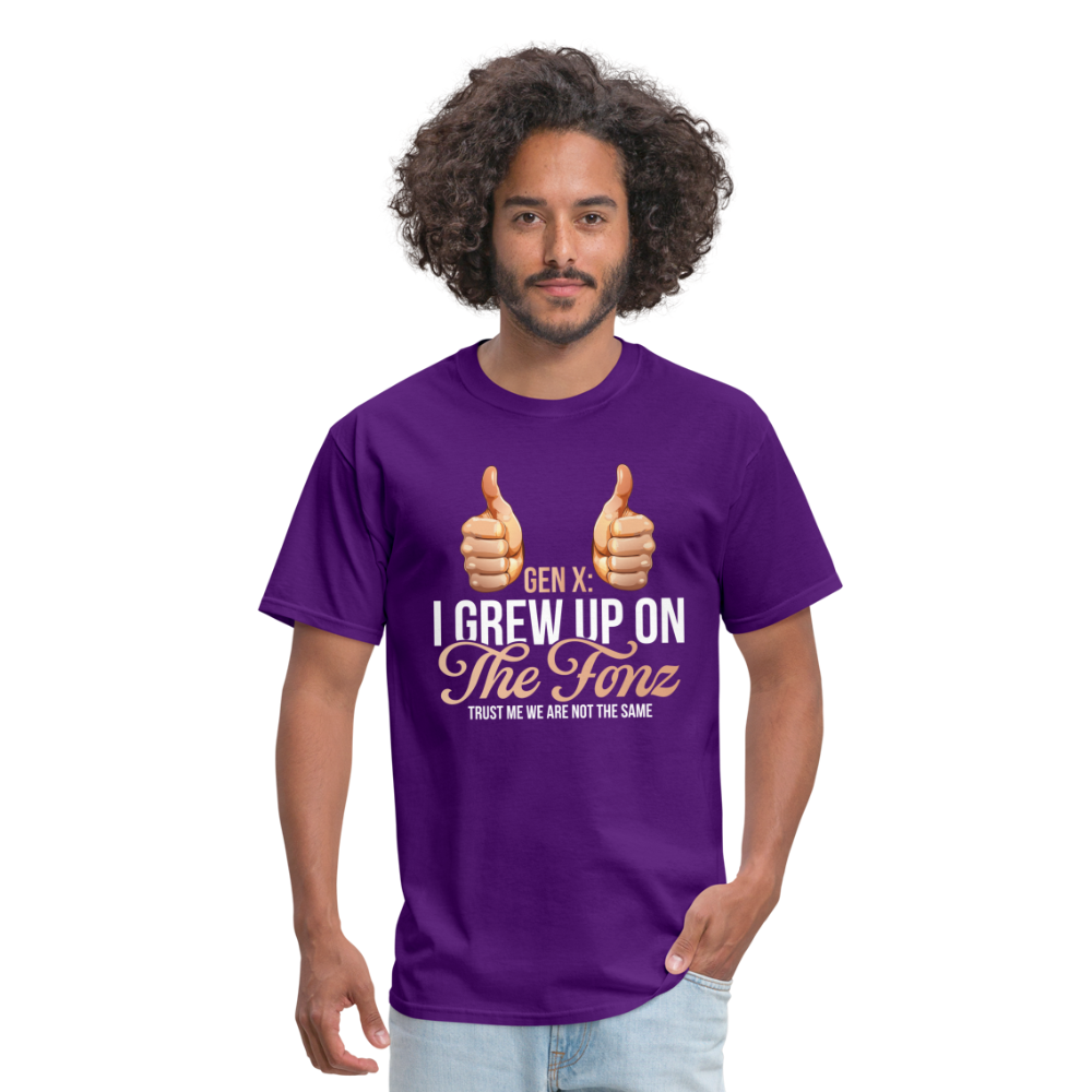 Gen-X  " I grew up on The Fonz" Tshirt - purple