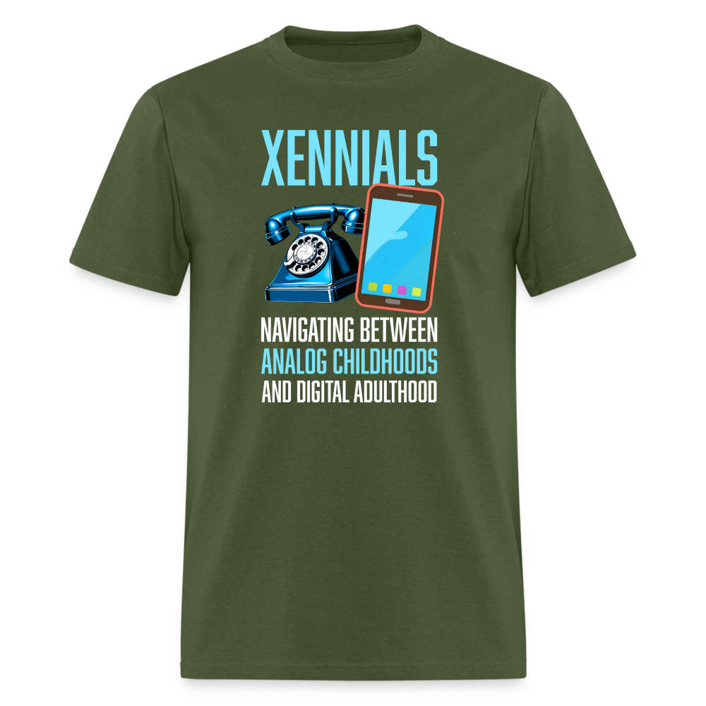Xennial Analog and Digital Tshirt - military green