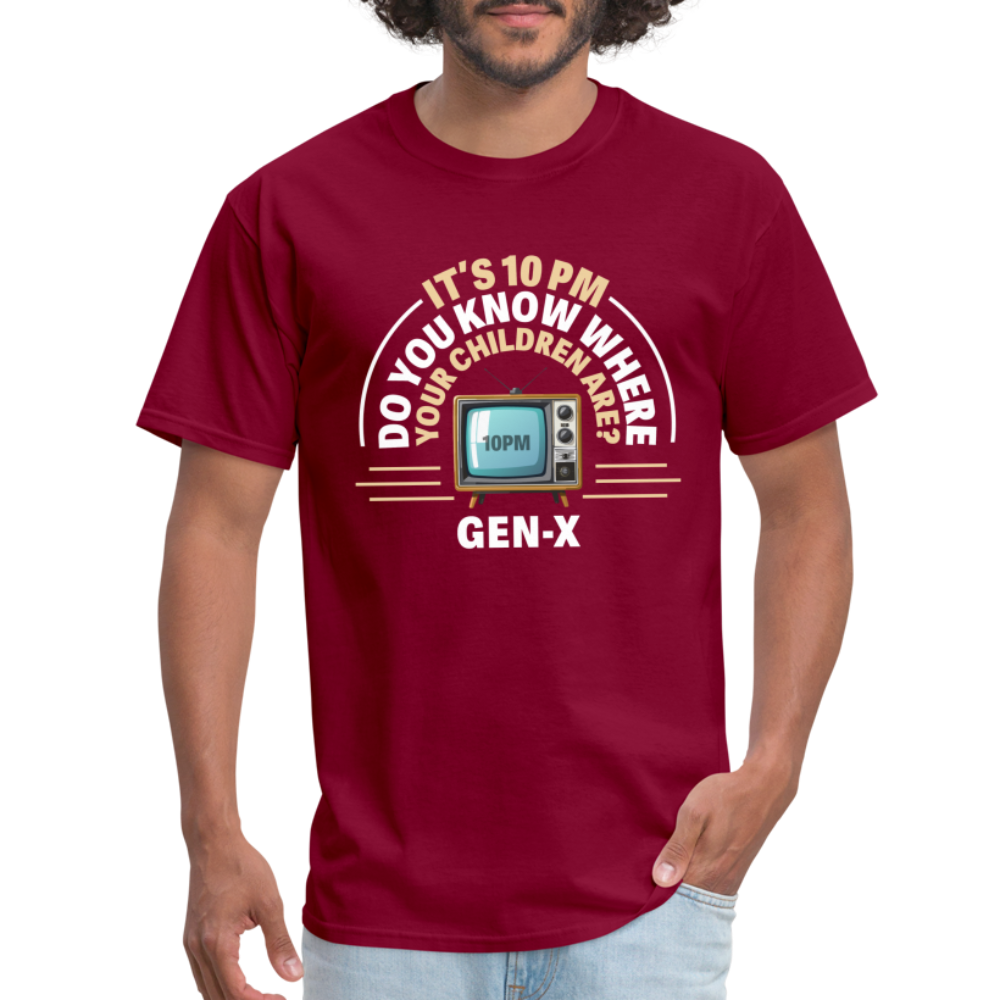 Gen-X 10pm Reminder T-shirt - burgundy