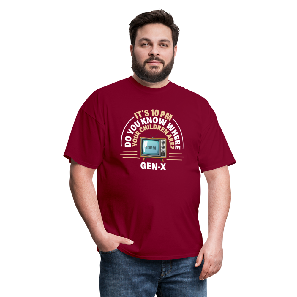 Gen-X 10pm Reminder T-shirt - burgundy