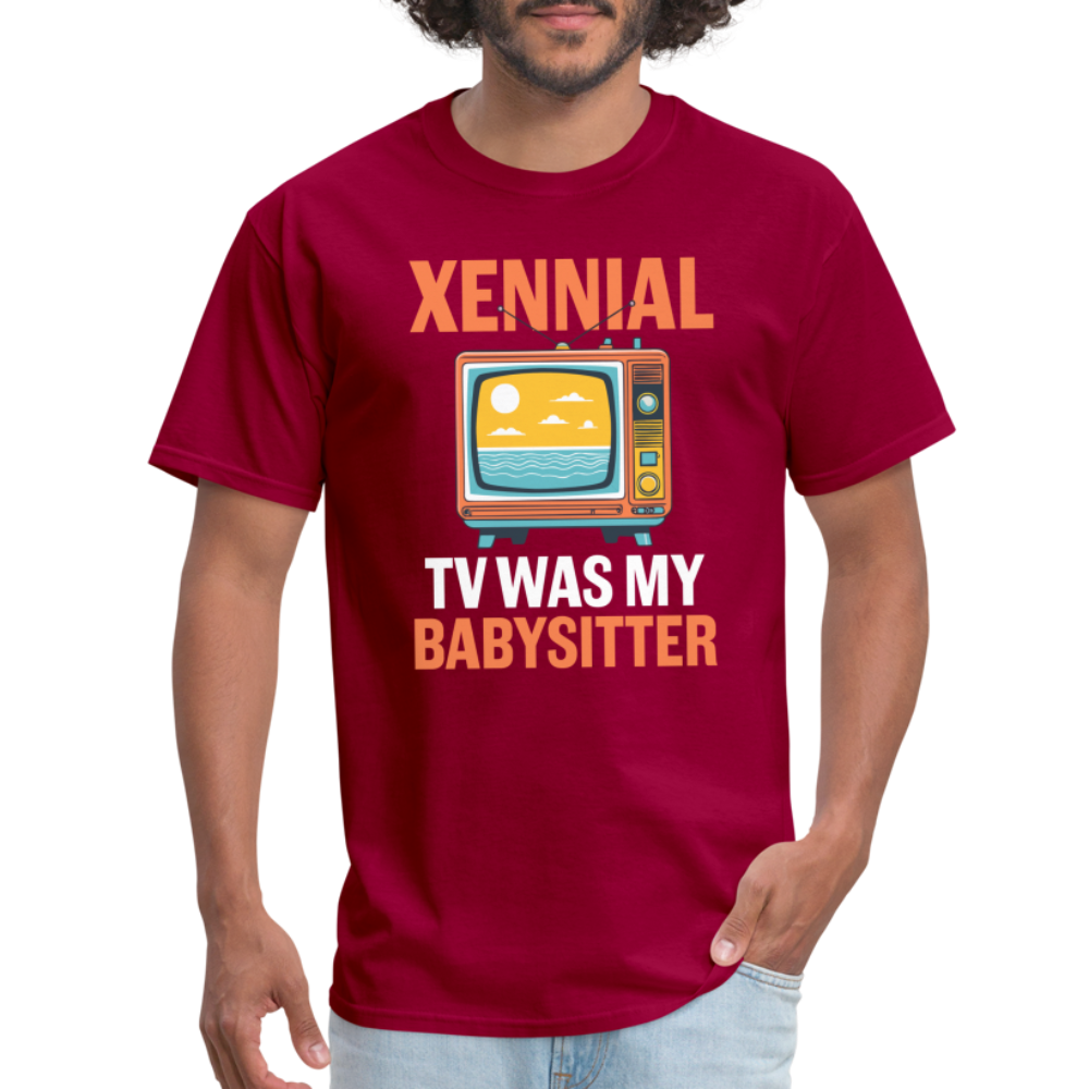 Xennial TV Babysitter Tshirt - dark red