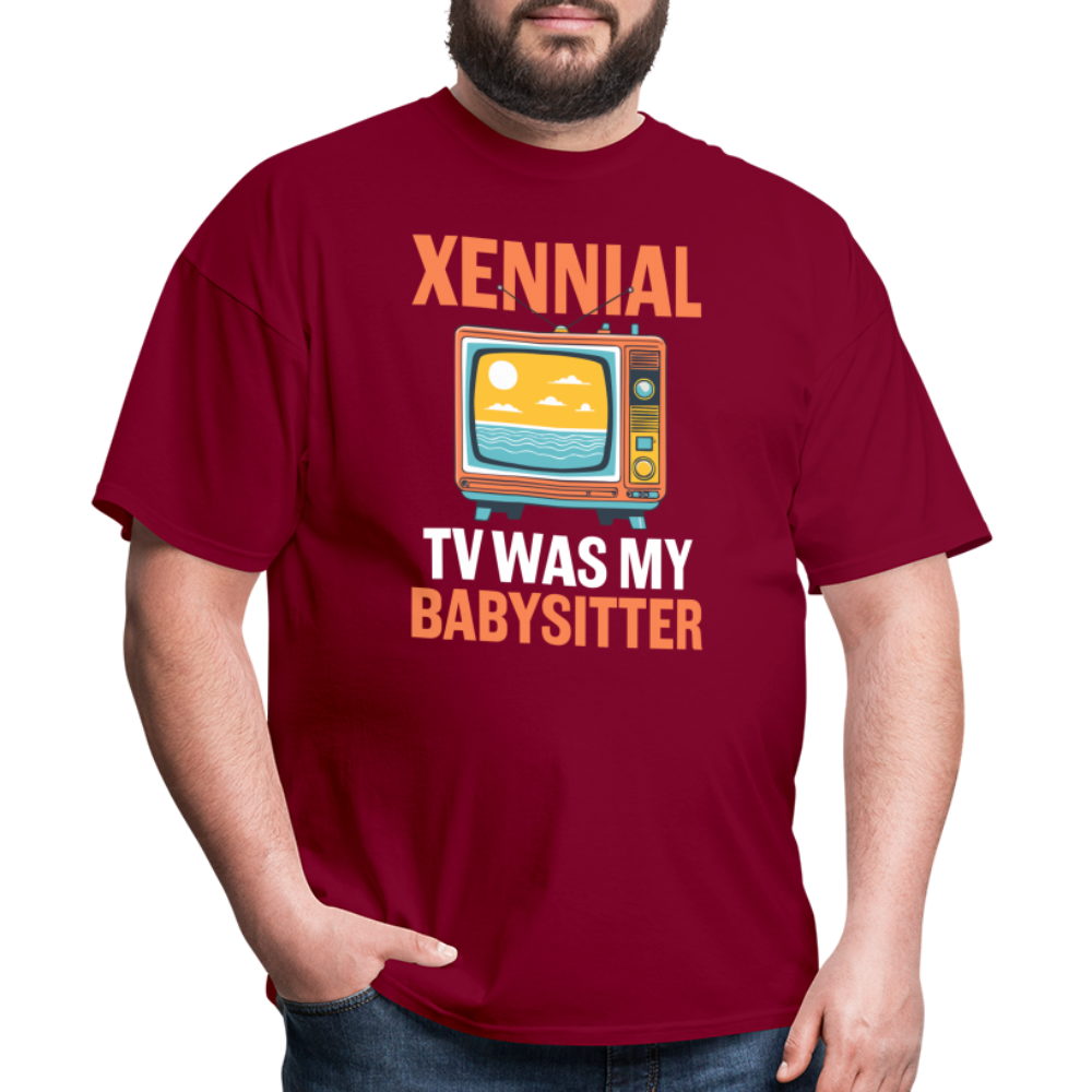 Xennial TV Babysitter Tshirt - burgundy