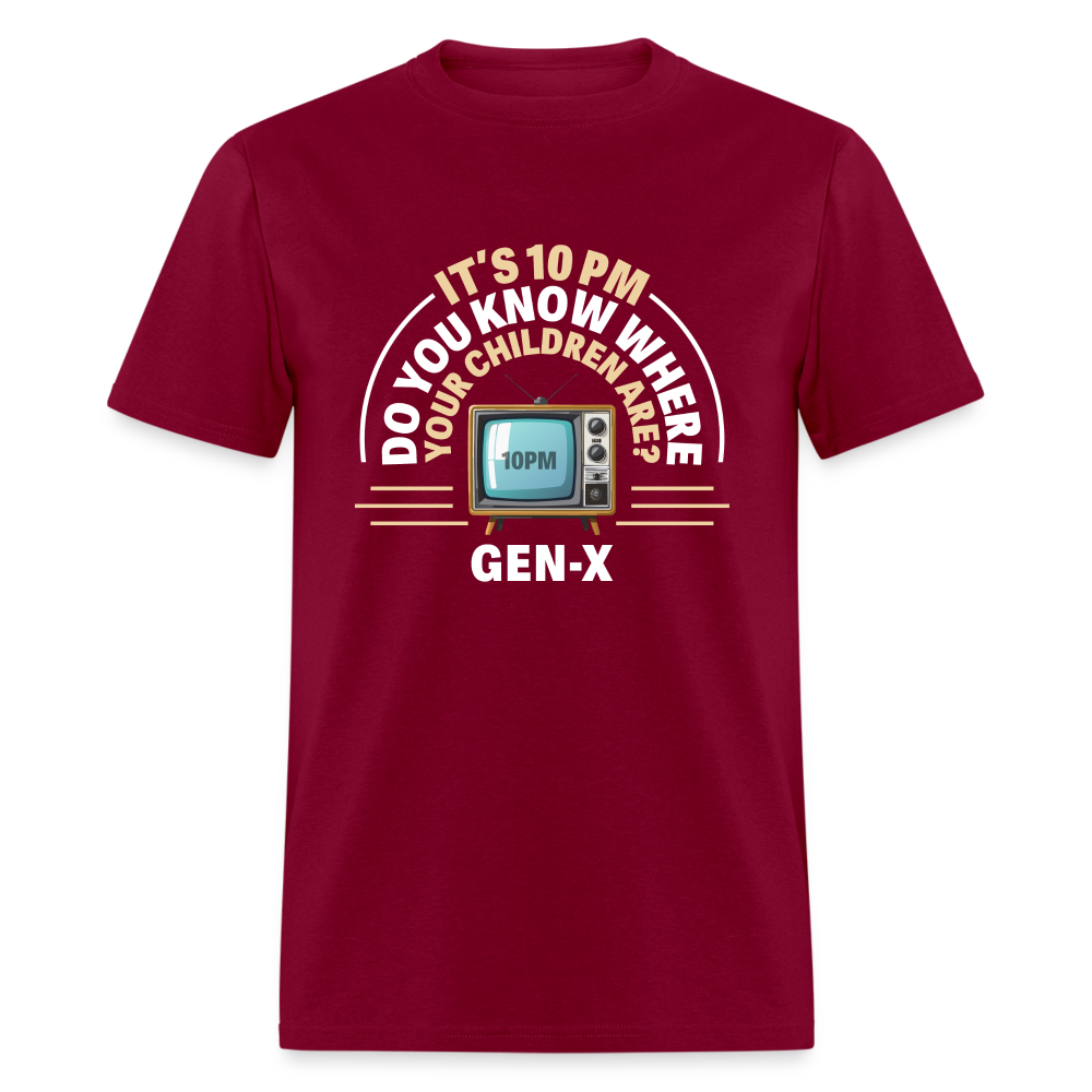 Gen-X 10pm Reminder T-shirt - burgundy