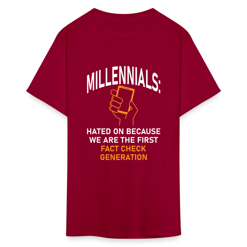 Millennials Fact Check Generation - dark red
